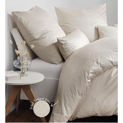 Bettwäsche JANINE "Interlock-Jersey59000 3", beige (naturell), B/L: 135cm x 200cm, , Interlock-Jersey, B/L: 80cm x 80cm, Interlock-Jersey, Obermaterial: 100% Baumwolle, Bettwäsche, mit Reissverschluss Image