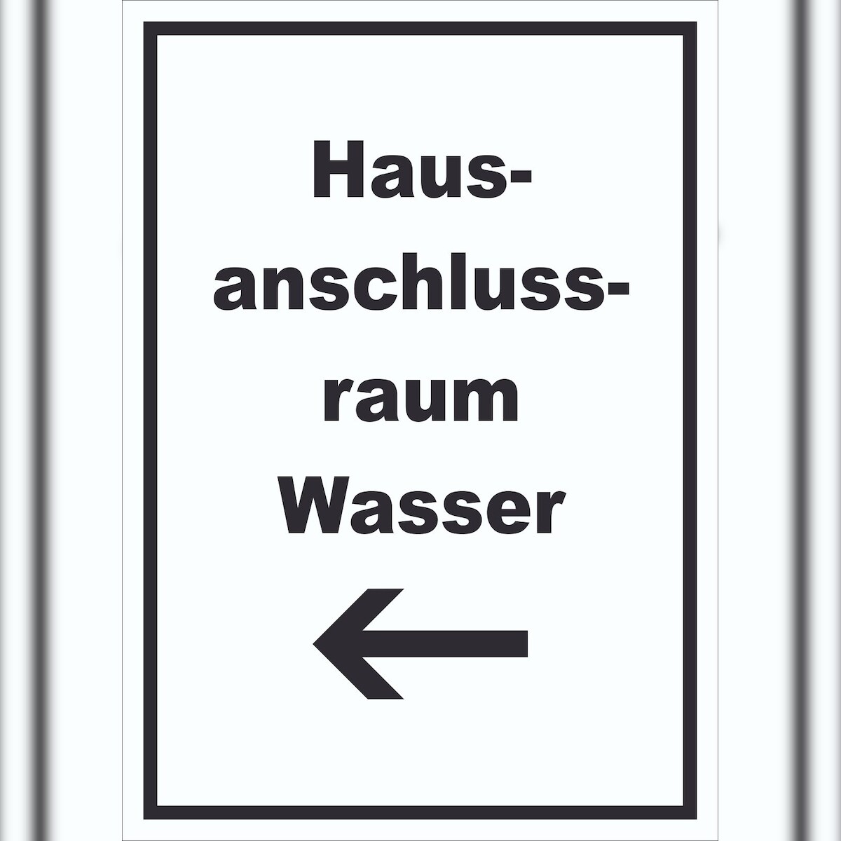 HB-Druck Hausanschlussraum Wasser Schild mit Text Richtungspfeil links HAR hochkant A5 Rückseite selbstklebend Image