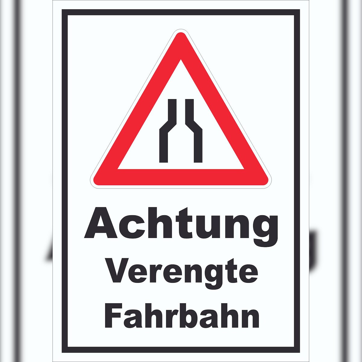 HB-Druck Schild Achtung Verengte Fahrbahn A4 Rückseite selbstklebend Image
