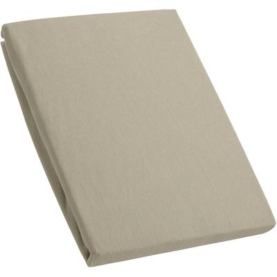Spannbettlaken KUM "Premium Jersey Spannbetttuch", grau (taupe), B:180-200cm L:200cm, Jersey, Obermaterial: 95% Baumwolle, 5% Elasthan, Laken Image