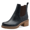 Chelseaboots MARCO TOZZI, Damen, Gr. 40, blau (navy), Lederimitat, Elastischer Einsatz, unifarben mit Farbeinsatz, klassisch, Schuhe, Blockabsatz, Stiefelette, Businessschuh in veganer Verarbeitung