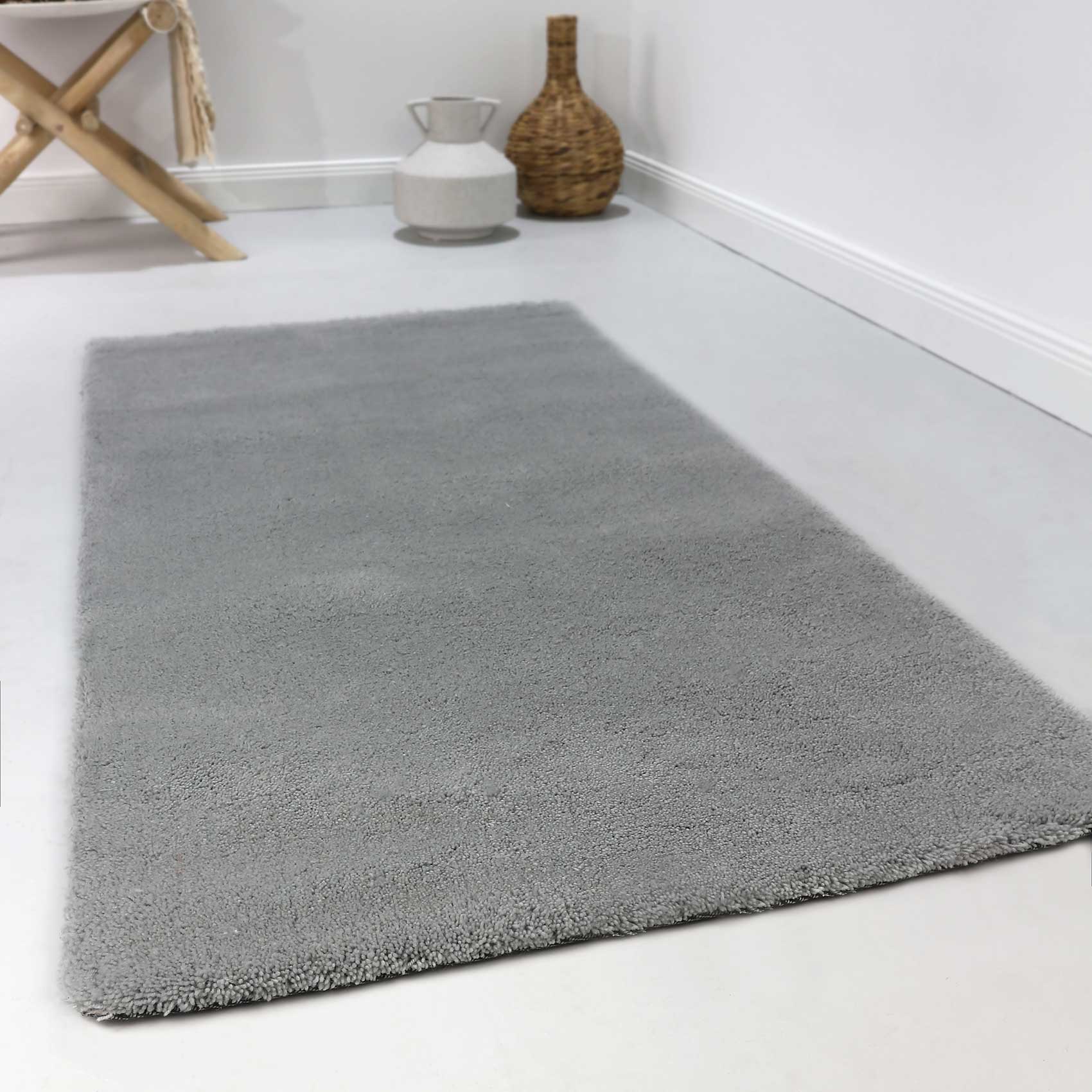 Wollteppich ESPRIT "Greenwood Rug, ESP-24391", grau (hellgrau), B:70cm H:2mm L:140cm, Wolle, Teppiche, modern, kuschelig aus Schurwolle, pflegeleicht, Wohn-, Schlafzimmer Image