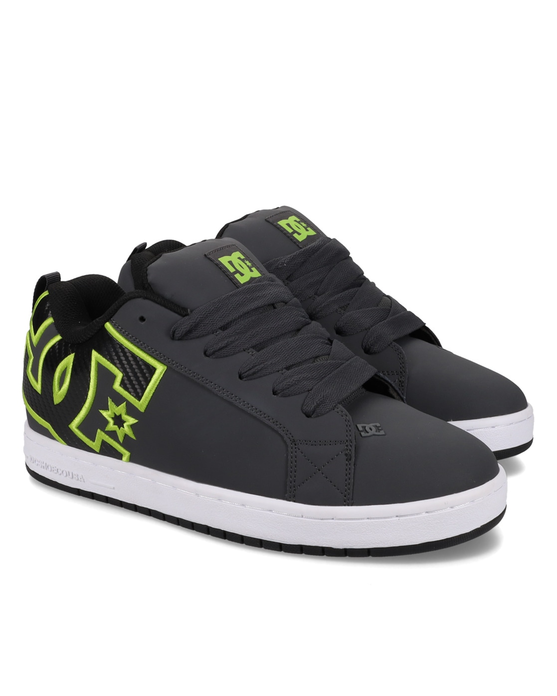 Sneaker DC SHOES "Court Graffik", Gr. 11(44,5), grün (grau, schwarz, grün), 57.05% Leder, 28.2% Synthetikmaterial, 13.87% Polyester, 0.88% Textil, Schuhe