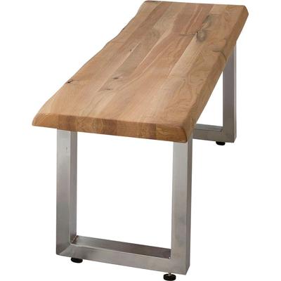 Bank HOME AFFAIRE "Tristan", beige (natur, silber), B:240cm H:45cm T:38cm, Sitzbänke, aus Massivholz Eiche Image