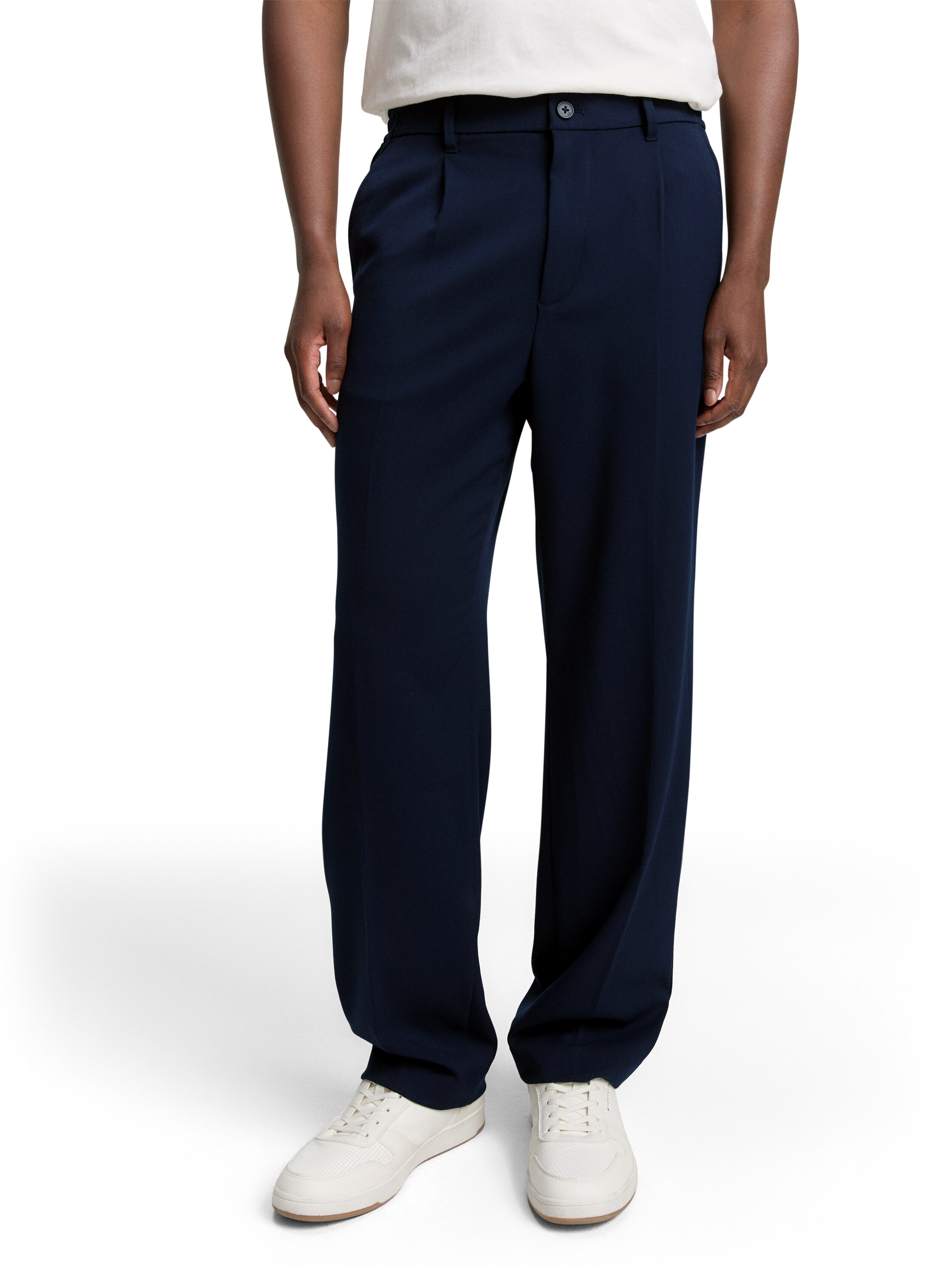 Chinohose TOM TAILOR DENIM, Herren, Gr. 32, Länge 32, blau (sky captain blau), Web, Obermaterial: 63% Polyester, 33% Viskose, 4% Elasthan. Futter: 100% Polyester, unifarben, loose fit knöchellang, Hosen Chinohose, mit Bügelfalte