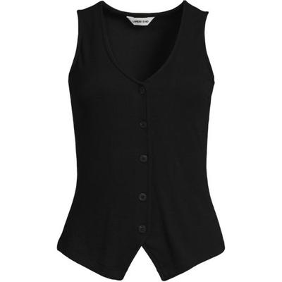 Drapey Rib Vest, Women, size: 20, regular, Black, Spandex/Viscose/Poly-blend, by Lands' End
