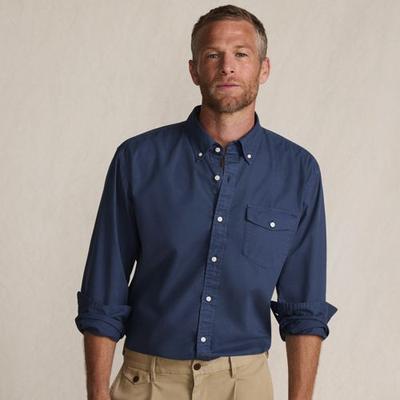Tall Long Sleeve Poplin Shirt, Classic Fit, Men, size: 50-52, big and tall, Blue, Cotton, by Lands' End