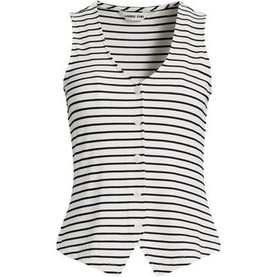 Drapey Rib Vest, Women, size: 8, regular, Ivory, Spandex/Viscose/Poly-blend, by Lands' End