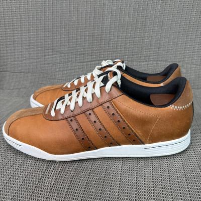 Adidas Shoes | Adidas Golf Mens Size 11.5 Tan & Black Spikeless Golf Shoes Leather Suede | Color: Black/Tan | Size: 11.5