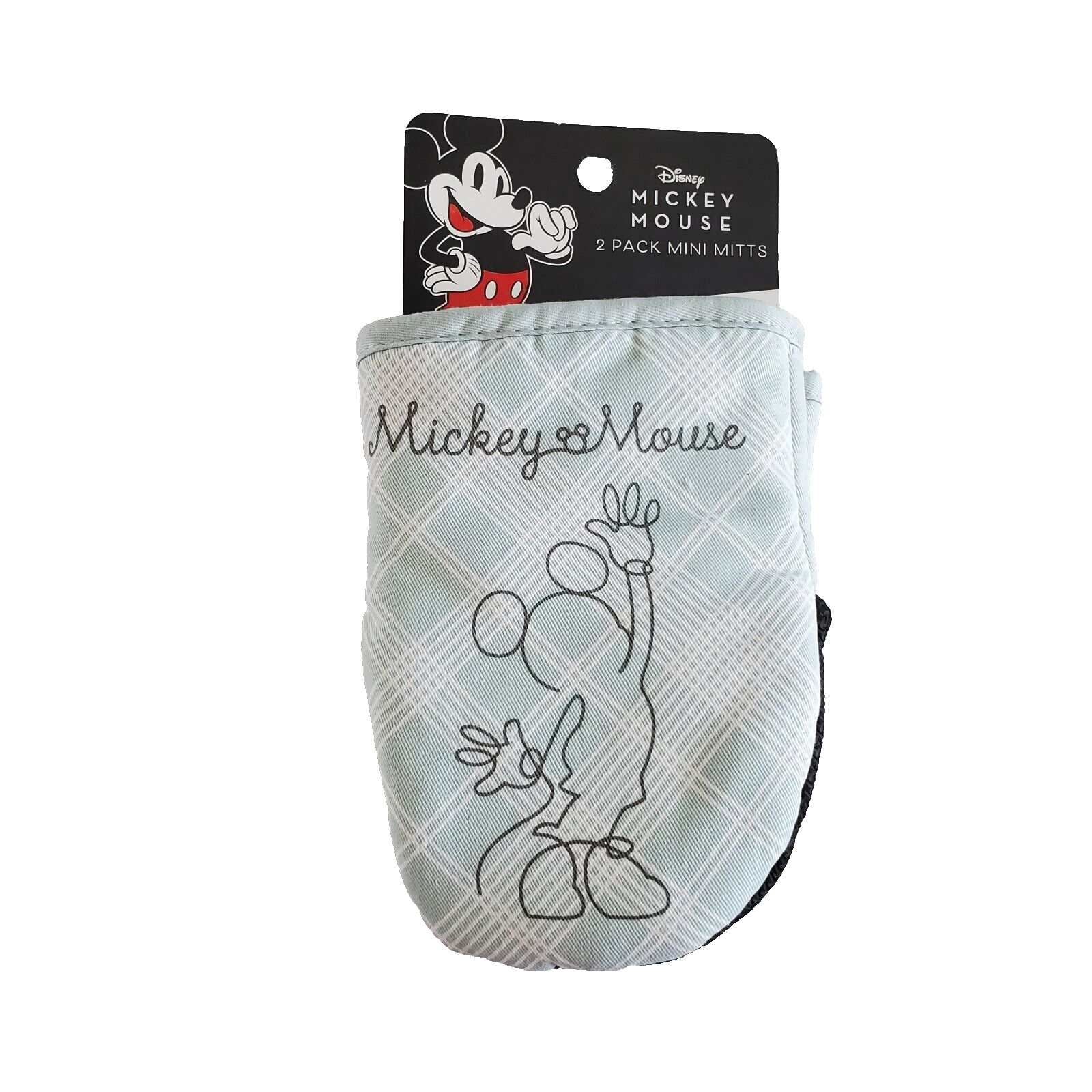 Disney Kitchen | Disney Mickey Mouse Kitchen Mini Oven Mitts 2pk New Adult's Blue & White Plaid | Color: Blue/White | Size: Os