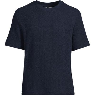 Short Sleeve Textured Jersey T-Shirt, Men, size: 46-48, regular, Blue, Cotton/Polyester, by Lands' End