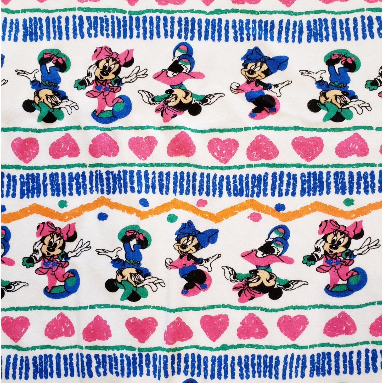 Disney Office | Disney Minnie Mouse Pink Hearts Jersey Knit Craft Sewing Fabric 64" X 60" | Color: Blue/Pink | Size: Os