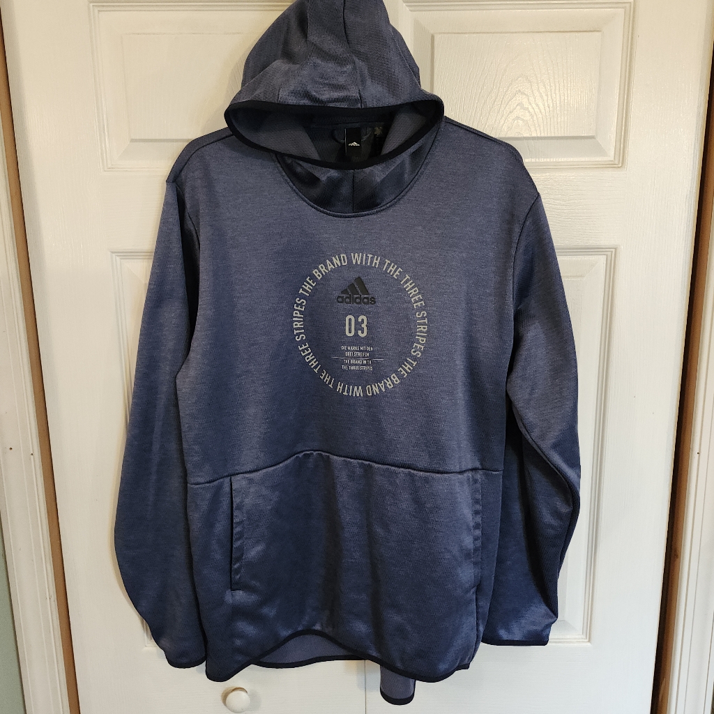 Adidas Shirts | Adidas Team Issue Badge Of Sport Tech Ink/Heather/Black Hoodie Mens Size Xl | Color: Black/Blue | Size: Xl