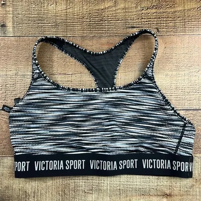 Victoria's Secret Intimates & Sleepwear | Victoria Sport The Player Black White Racerback Sports Bra Womens Xl | Color: Black/White | Size: Xl