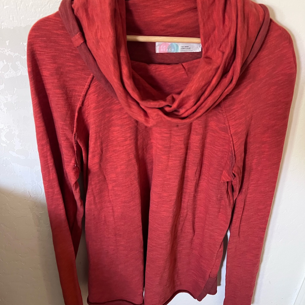 Free People Tops | Free People Beach Women's Red Cocoon Cowl Neck Sweater | Color: Red | Size: O/S