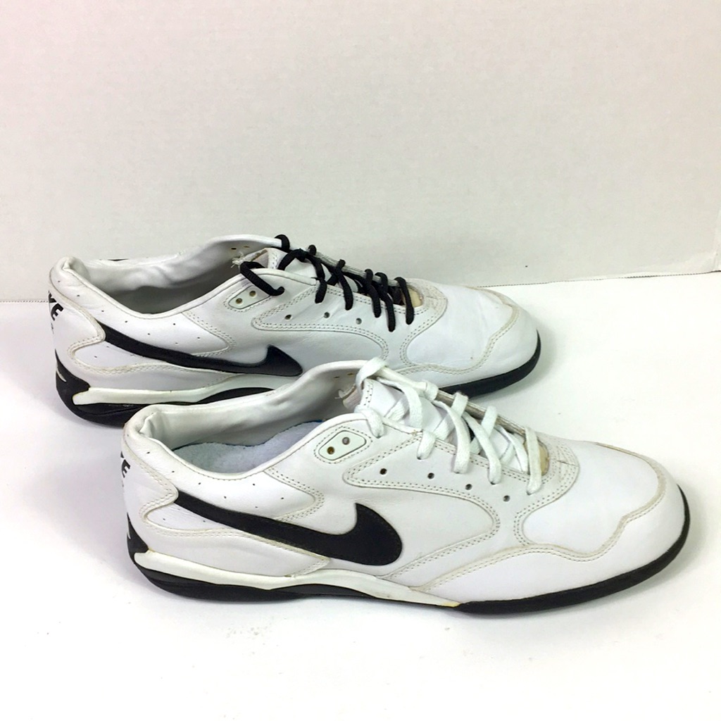 Nike Shoes | Vtg 90s Nike Trainers Mens Whiter Leather Sport Sneakers Tennis Shoes Size 13.5 | Color: Black/Silver | Size: 13.5