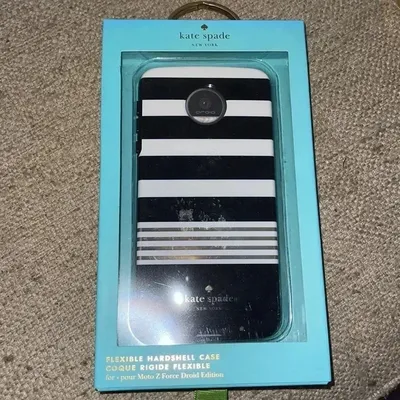 Kate Spade Cell Phones & Accessories | Kate Spade Flexible Hardshell Case For Moto Z Force Droid Nib - H | Color: Black/White | Size: Os