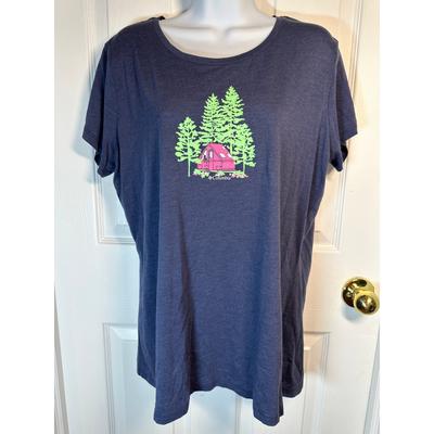 Columbia Tops | Columbia Women's Navy Graphic T-Shirt Camping Outdoors Tee Top Size Xl | Color: Blue/Pink | Size: Xl