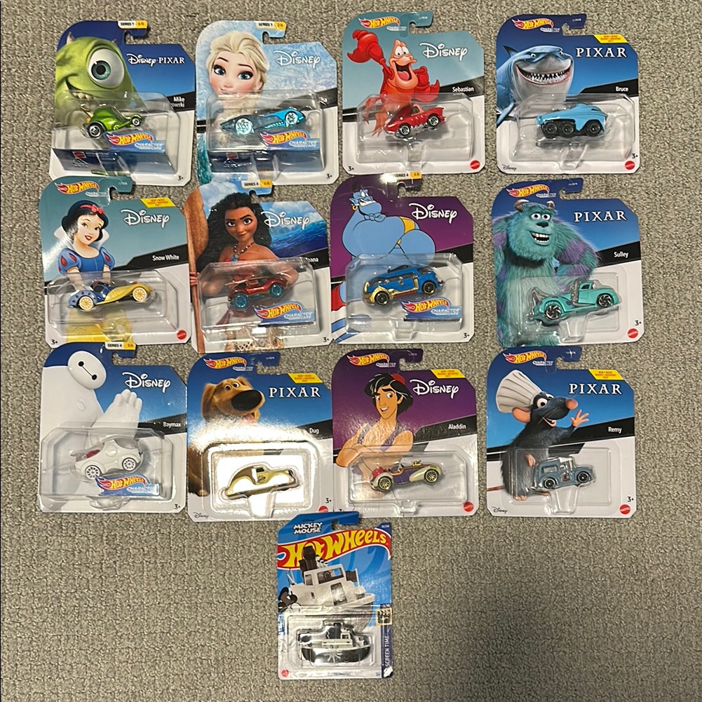 Disney Toys | Disney Pixar Hot Wheels Character Cars Set | Color: Blue/Green | Size: Osb