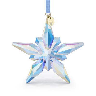 Dekohänger SWAROVSKI "Sammelfigur Annual Edition Jubiläumsornament 130 Jahre 2025", hellblau, kristallweiß, goldfarben, Dekohänger, Kristallglas, Metall, Baumwolle, Swarovski Kristall Image