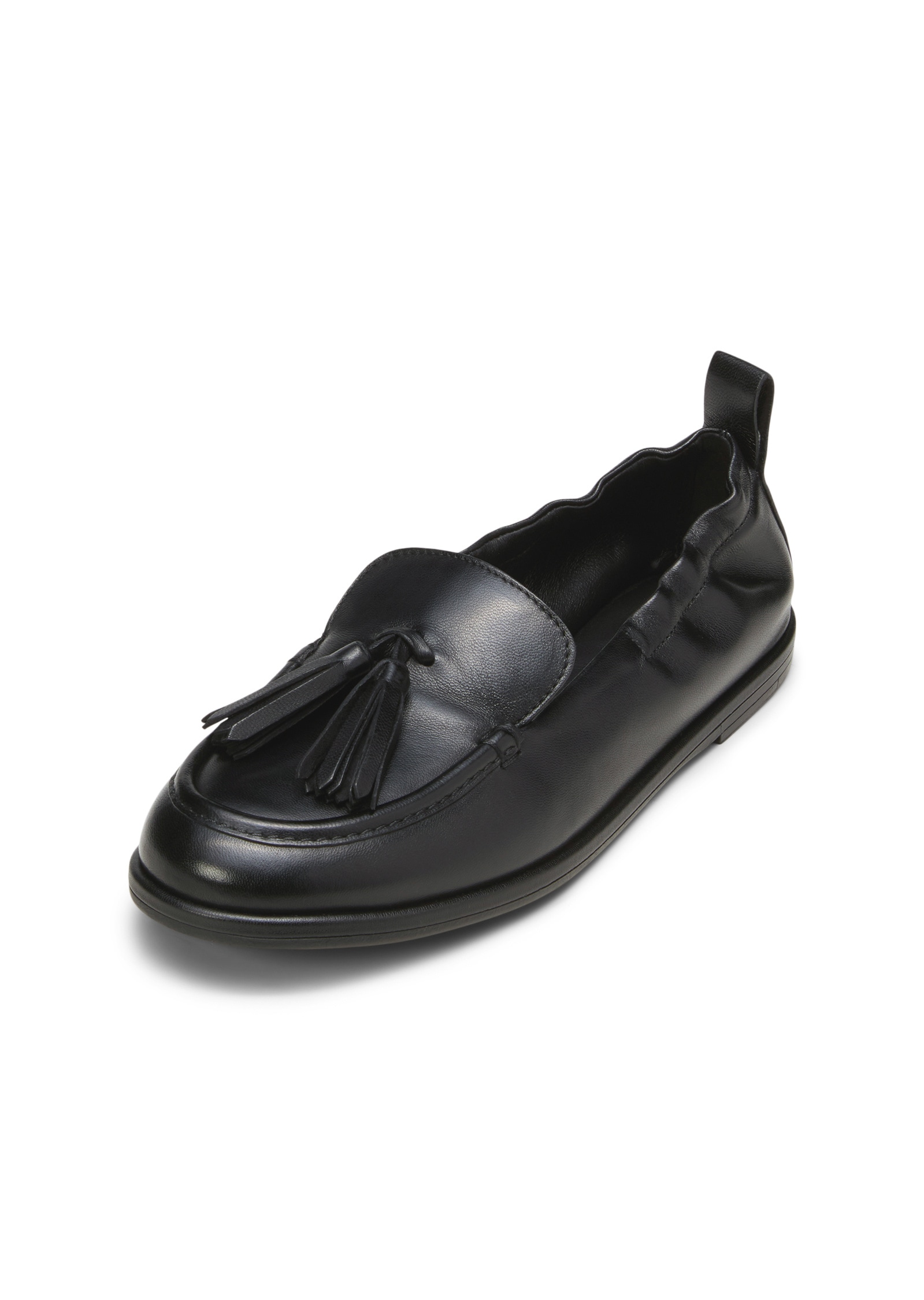 Loafer MARC O'POLO "mit elastischer Fersenkante", Damen, Gr. 36, schwarz, Obermaterial: 100% Leder (Schaf), Schuhe Loafer