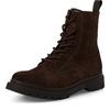 Schnürstiefelette TAMARIS, Damen, Gr. 41, braun (dunkelbraun), Veloursleder, unifarben, klassisch, Schuhe, Blockabsatz, Schnürboots, Herbstschuh mit Ziernähten