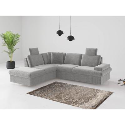 Ecksofa SIT & MORE "Moreno", grau (hellgrau), B:238cm H:82cm T:202cm, 100% Polyester, Sofas, mit Armteilverstellung,wahlweise mit Bettfunktion Image
