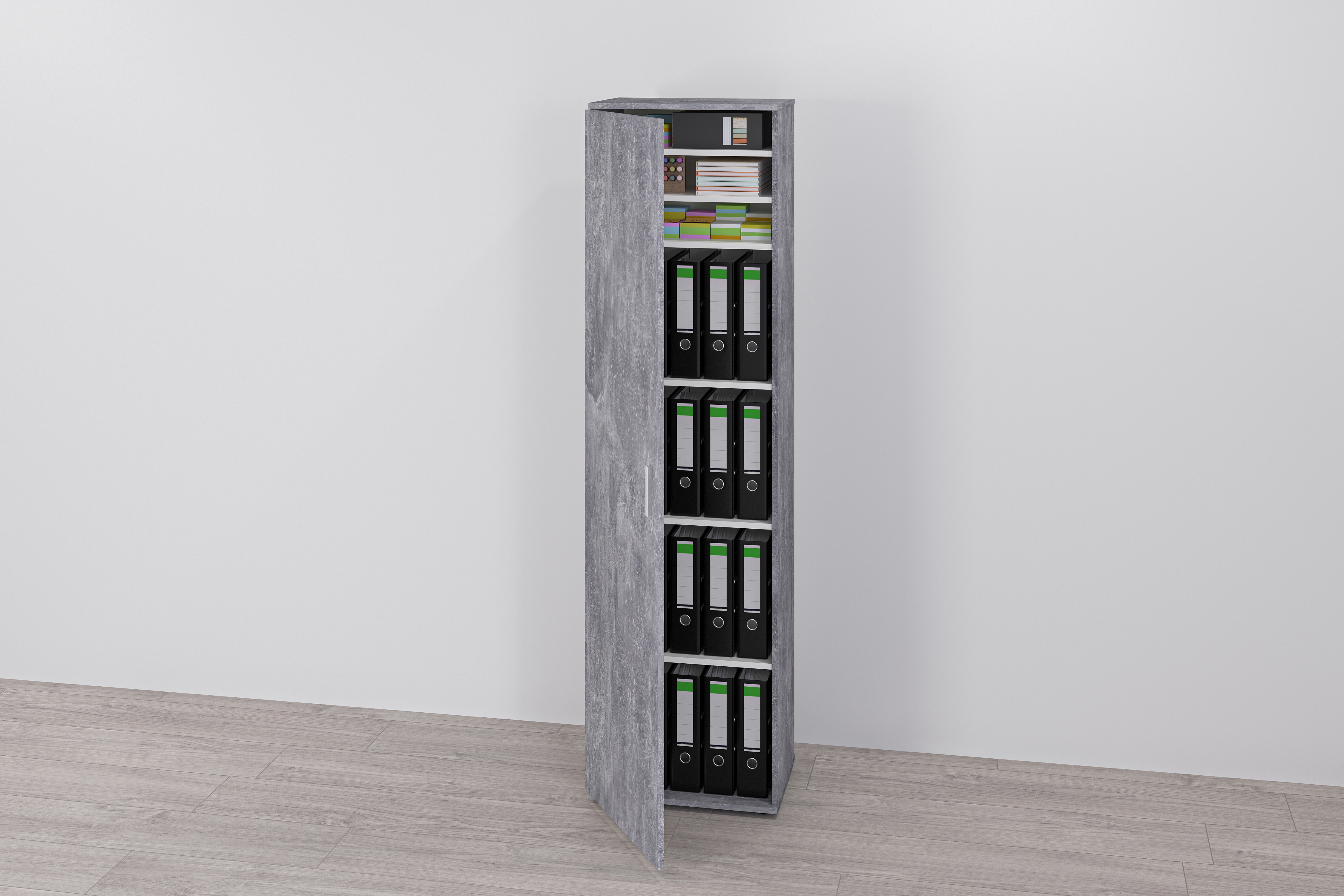 Mehrzweckschrank FMD "Inca 1", beton, B:50cm H:184cm T:34,5cm, Holzwerkstoff, Schränke, Garderobenschr., Aktenschr., Mehrzweckschr., Breite 50 cm, Höhe 184 cm Image