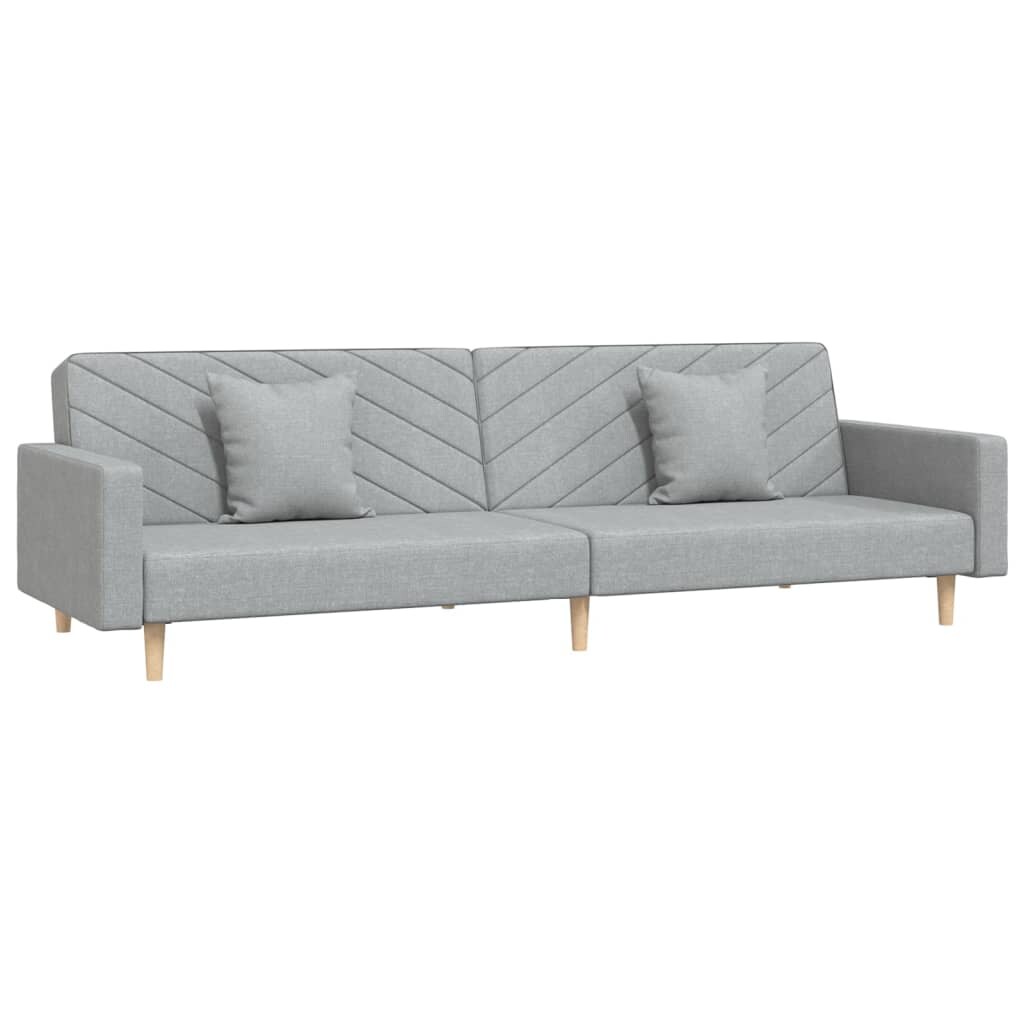 vidaXL Schlafsofa 2-Sitzer mit 2 Kissen Hellgrau Stoff Image