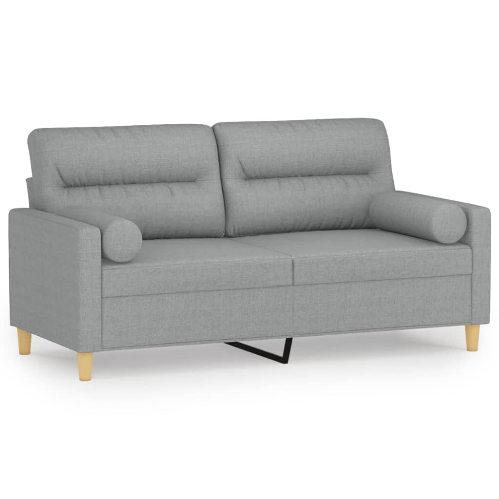 vidaXL 2-Sitzer-Sofa mit Zierkissen Hellgrau 140 cm Stoff Image