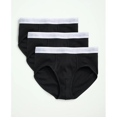Brooks Brothers Men's Supima Cotton Low-Rise Briefs - 3 Pack | Black | Size Medium