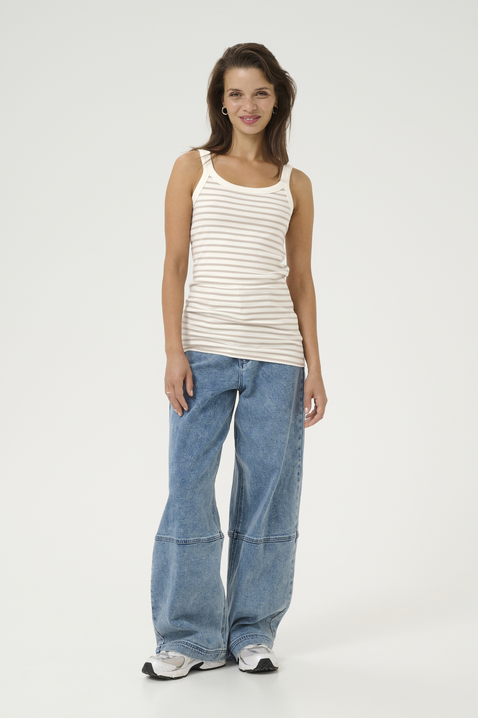 T-shirt Slim fit Chalk/Feather Gray Stripe white grey Image