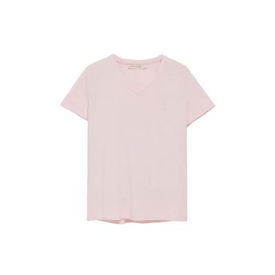 T-Shirt rosa mit V-Ausschnitt und gesticktem Rigby Best-Logo Image