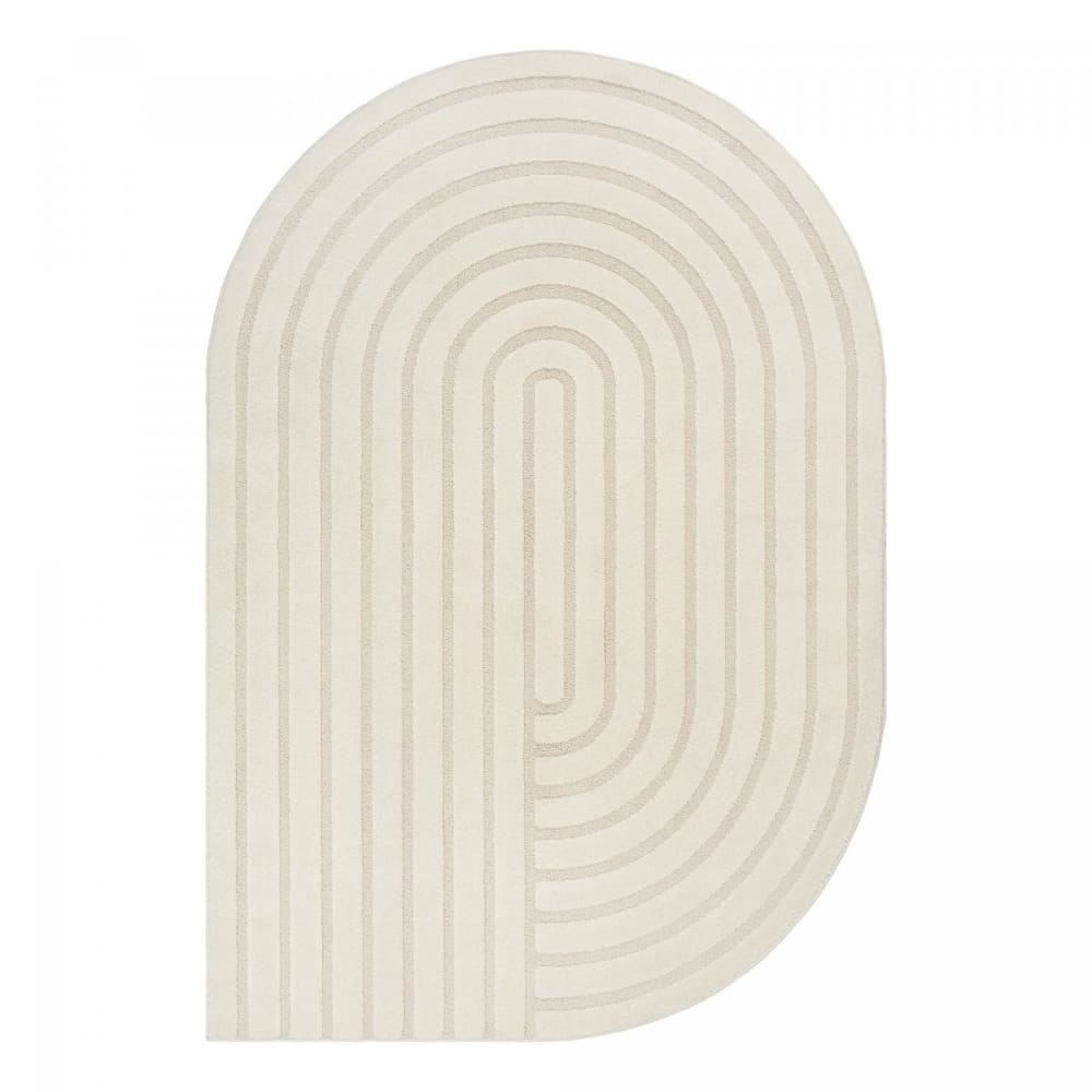 Tapis salon, forme original, motif moderne ton sur ton, crème 160x230