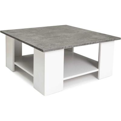 Idmarket - Quadratischer Couchtisch eli weiß Platte Betoneffekt Image