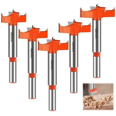 Holzbohrer-Set, 30/40/45/50/60 mm Hartmetall-Holzfräser, Holzbohrer-Set mit Rundschaft, Bohrer, zur Image