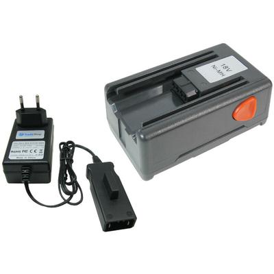 2in1 Set: Ni-MH Akku 18V 1500mAh 27Wh + Ladegerät Netzteil für Gardena Turbotrimmer SmallCut 300 Image