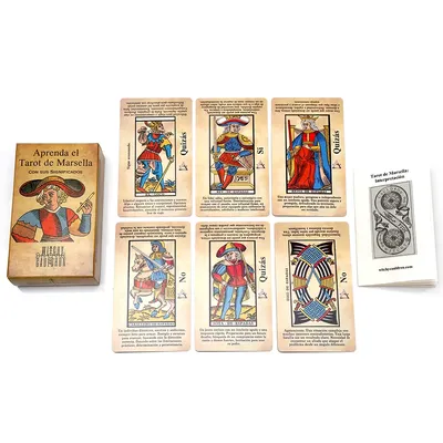Francais Oracle Aprenda el Marseille Tarot für Anfänger illustrierte Tarotkarten mit französischem Tarotspiel mit Anleitungsanleitung Image