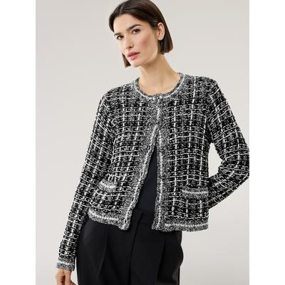 Walbusch Damen Tweed Strick-Jacke Black&White Weiss mehrfarbig Image