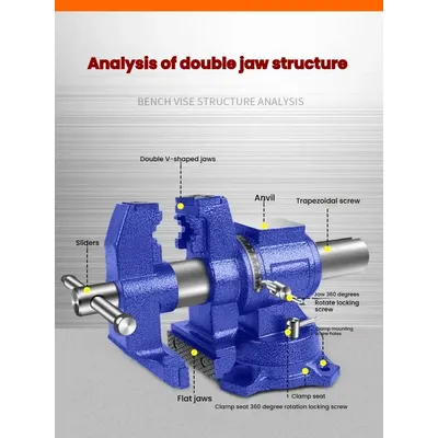 Multipurpose 360 Degree Heavy Duty Bench Vise with Swivel Base and Anvil Ductile Iron Construction mechanical maintenance