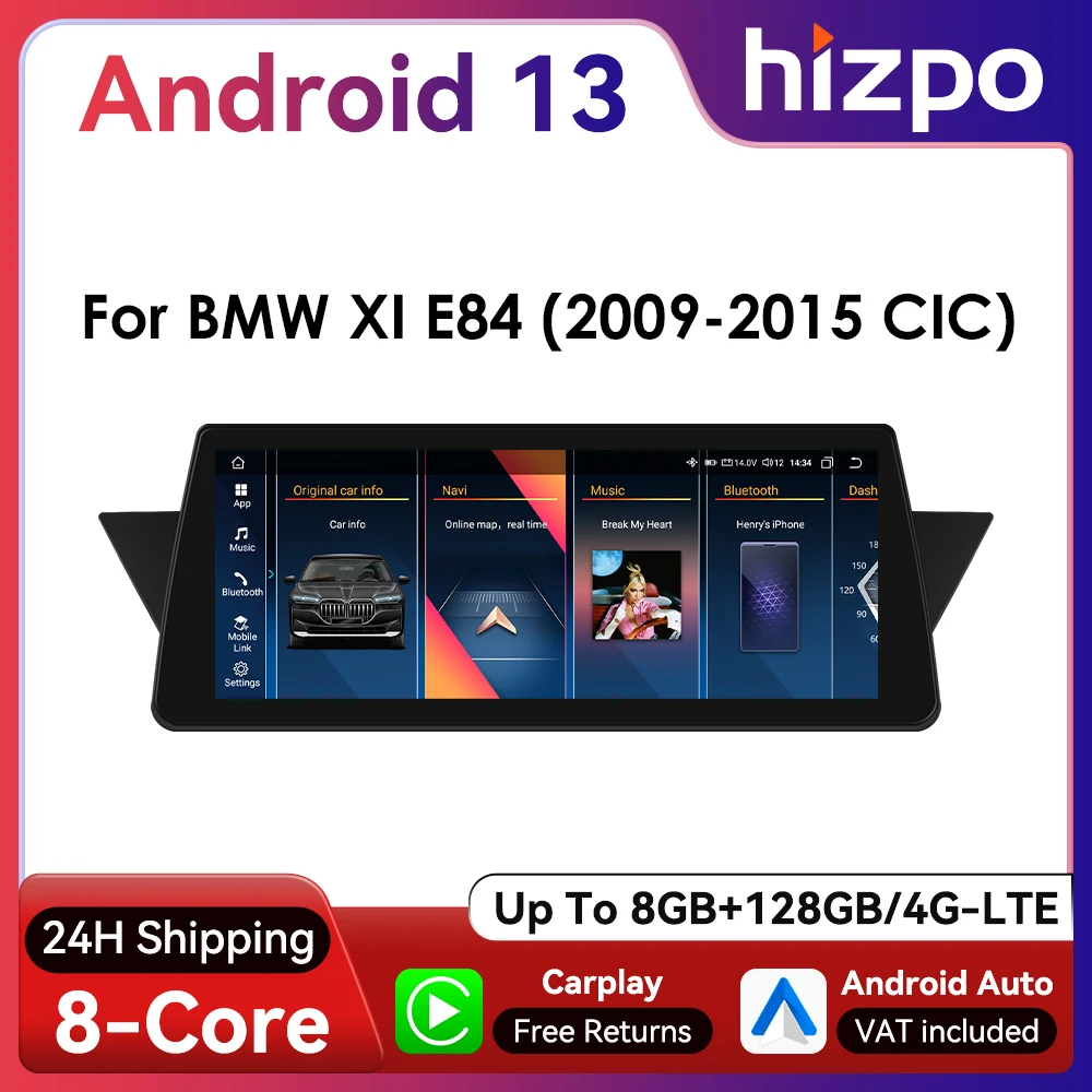 Hizpo 10,25 Zoll Android Auto Autoradio für BMW X1 E84 F48 CIC 2009–2017 IDrive Intelligentes System GPS DSP 4G BT CarPlay SWC Image