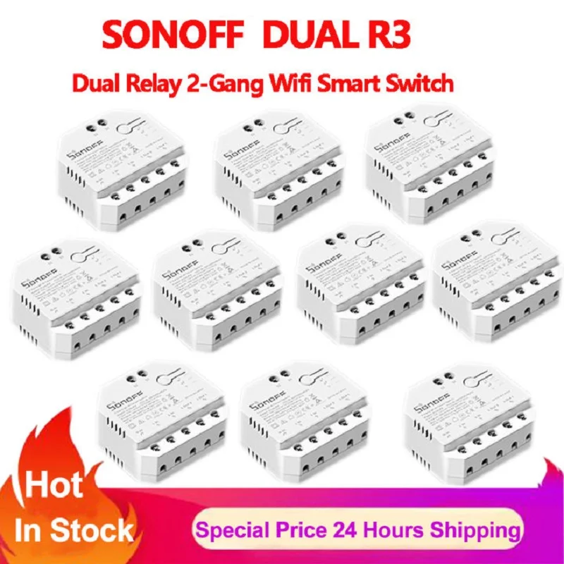 SONOFF DUAL R3 Modulo Relè Intelligente 2 Gang Wi-Fi FAI DA TE MINI Smart Switch Misuratore di Potenza Controllo Domestico tramite EWeLink Alexa Google Casa