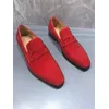 Rote Strass-Männerschuhe, Hochzeitsschuh für den Bräutigam, echtes Leder, Slip-on-Männer, Bankett, elegante Loafer mit niedrigem Absatz, große Größe 48