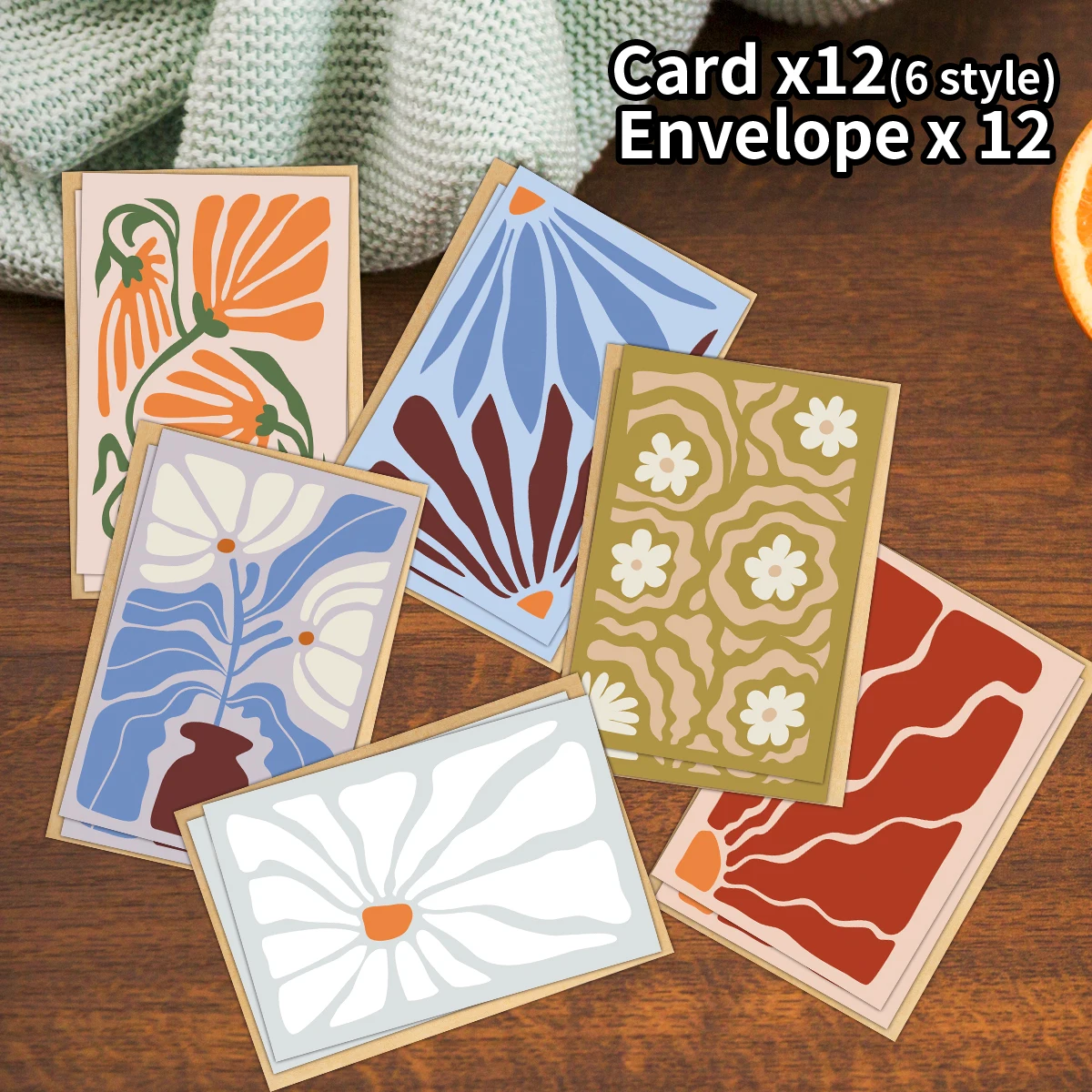 ​ 12 Stück abstrakte geometrische Linien-Grußkarten mit Umschlägen, leere Notizkarten, Boho-Chic-Briefpapier für Geburtstag, Hochzeit, vielen Dank Image