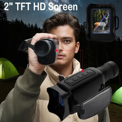 16X Zoom Night Vision Monocular with 2000mAh Rechargeable Battery Wrist Strap Handheld Infrared Scope Telescope for Hunting