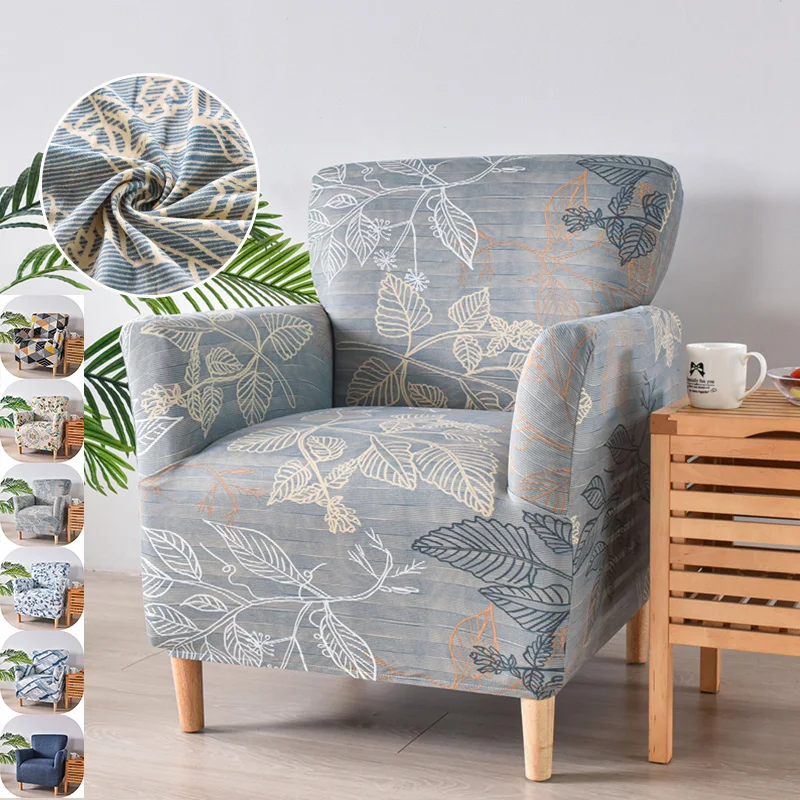 Nordic Flowers Club Stuhlbezug Stretch Spandex Sessel Schonbezüge Einzelsitz Sofabezüge für Arbeitszimmer Bar Theke Hotel