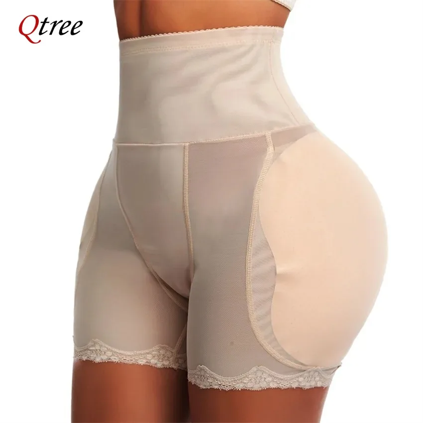 Qtree Frauen Butt Lifter Hüfte Gepolsterte Shorts Hohe Taille Body Shaper Abnehmen Höschen Bauch Control Pad Gefälschte Ass Push-Up Shapewear Image