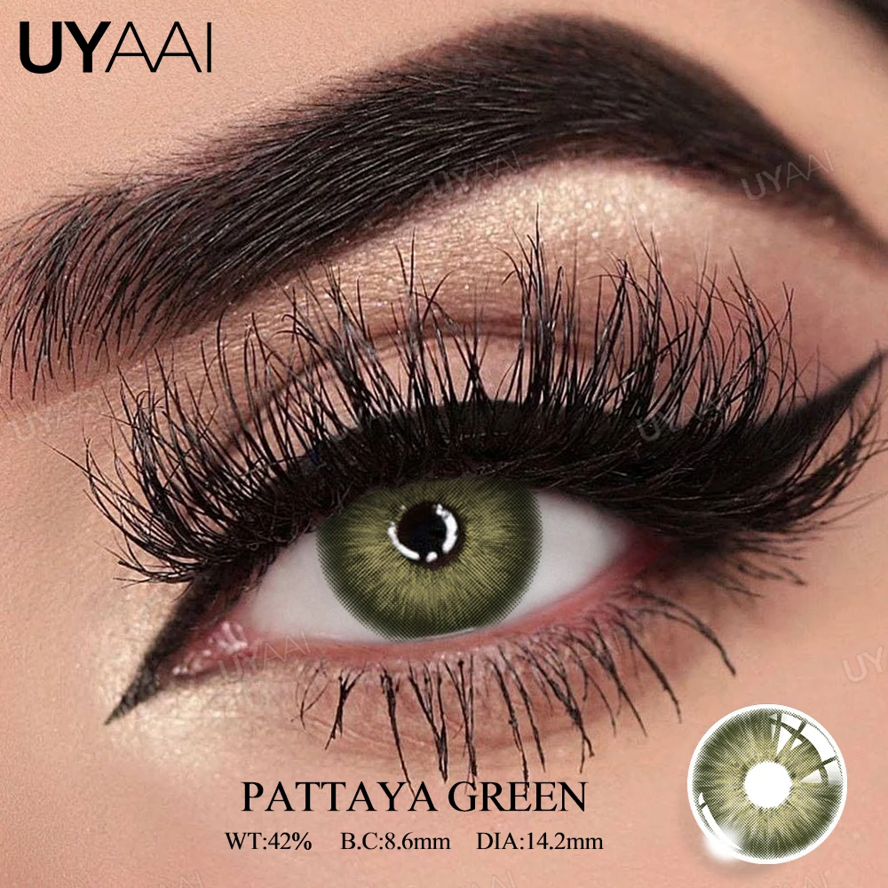 UYAAI Farbige Kontaktlinsen, natürliche schüler, schwarze Linsen, Schönheit, grüne Kontakte, Make-up, blaue Pupillenlinsen, Augenkontaktlinsen, natürlicher Look Image