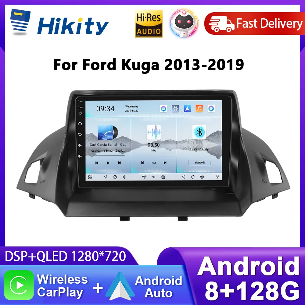 Hikity 9 ''Android Carplay Autoradio für Ford Kuga 2013-2017 Multimedia-Player RDS DSP WiFi GPS Bluetooth Navigation Autoradio Image