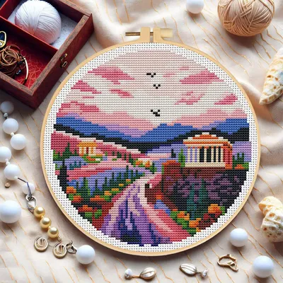 DIY Landschaft Muster Kreuz Stich Kits Mit Hoop Dorf Werkzeug Kits Kreuz Stich Gedruckt Leinwand Haus Wand Dekor